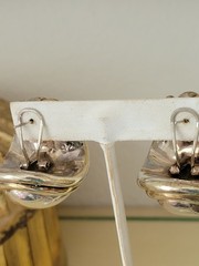 VINTAGE DESIGNER E&L STERLING SILVER & GOLD VERMEIL ELECTROFORM CLIP-ON EARRINGS