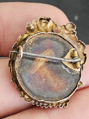 Victorian 15k 18k Yellow Gold Handmade Brooch Hand Painted Blonde Red Head Woman