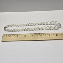 Vintage Graduated Faceted Rock Crystal Quartz Hand Strung Necklace 15″