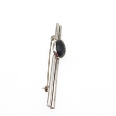 GFMW Great Falls Metal Works 925 Sterling Vintage Real Black Onyx Scarab Brooch