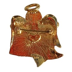 Vintage KC signed Angel USA Flag Brooch Moonstone Gold Tone Enamel Rhinestone