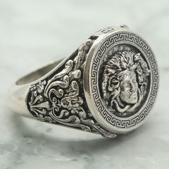 Buy 3 Get 1 Free Medusa Gorgona Snake Head Greek Antique Silver Rings