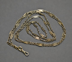 Art Deco German Silver Gustav Hauber Muff Guard Chain Necklace Bar Links Rivets