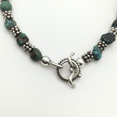 Silver Schark Handmade Sterling Silver & Turquoise Chunk Bead Bracelet 7” #25