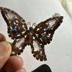 Weiss Brooch Pin Pink Butterfly 2.5 Inches Vintage Brilliant