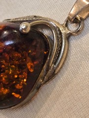 Brown Natural Amber Pendant from Latvia, Vintage