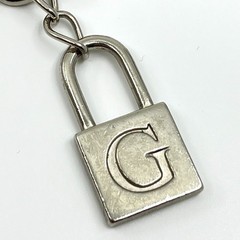 Vintage Y2K GUESS Charm Belt Silver Tone Pink Crystal Heart Lock Key Necklace