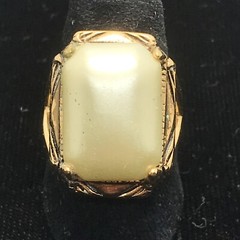 Vintage 18K HGE Gold Plated Bold Look Faux Pearl Ring varied sizes