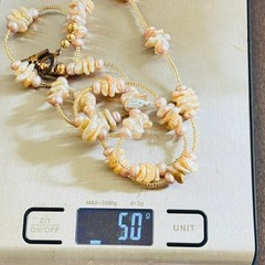 Biwa Pearl Necklace VTG glass Baroque Freshwater Beaded genuine Beads long 30″