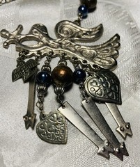 Vintage Southwestern Style Necklace Large Pendant Dangle Charms Boho Tribal 24”
