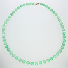 Antique Art Deco Gold Sapphire Green Jadeite Jade Rock Crystal Bead Necklace GIA