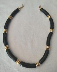 Napier Necklace Black and Gold Tone Beaded Choker Vintage 18 in