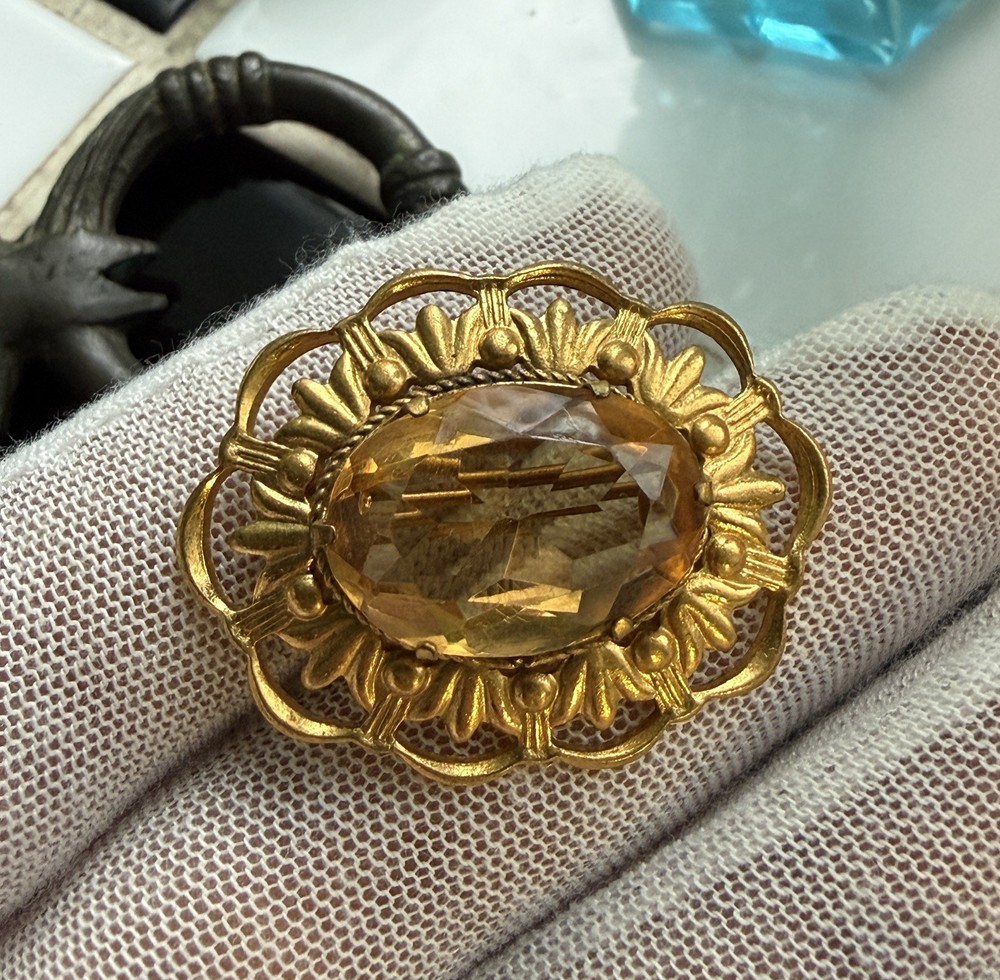 Vintage Soviet gold-plated yellow brooch pin