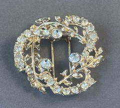 Vintage Fur Clip Sparkling Rhinestone & Gold Tone Clip Art Deco Fashion