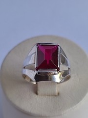 Old Vintage Soviet Union Silver 875 Ring USSR Red Stone Ruby Size US 7 (17 mm)