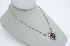 Vintage Sterling Silver 925 Rhinestone Necklace 17.75″