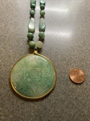 Vintage Aztec Necklace Green Imitation Jade 26 In Length Mexico READ DESCRIPTION