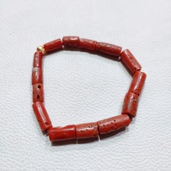 Vintage Red Coral Bracelet Natural Coral Stretchable Handmade Gemstone Jewelry