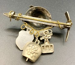 Vintage Austria Alps Climber Ski Brooch Pin Tirol Tyrolean Hat Charms 1950-60s