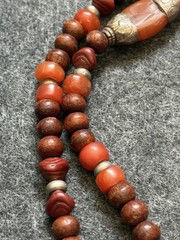Vintage Tibetan Nepal Beaded Stone Necklace Earrings 925 Sterling Beads Clasp
