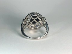 Estate Black AUSTRALIAN RAINBOW FIRE OPAL & Tanzanite Topaz Sterling Silver Ring