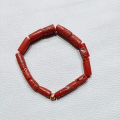 Vintage Red Coral Bracelet Natural Coral Stretchable Handmade Gemstone Jewelry