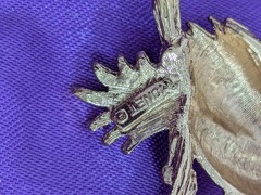 Vintage Monet Signed Green Eyed Owl Brooch