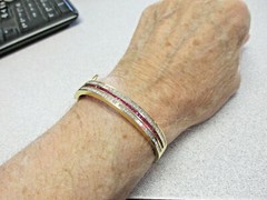 Stunning 6.00 ctw Princess cut Ruby and Diamond Bangle Bracelet 6.5in Make Offer