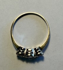 Estate 1940s Retro 14K YG WG 3 Diamond Ring Size 9.75 ~0.34 CTTW Clarity VS+/GH