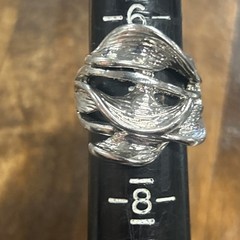 Silver Tone Open Work Irregular Modernist Ring Size 7