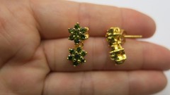 Vintage Green Peridot Jewelry Set – 18K Gold Plated Floral Necklace & Earrings