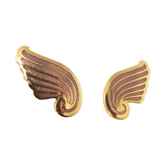 VTG FO Angel Wings Dusty Rose Enamel Goldtone Earrings Mercury/Hermes Greek Gods