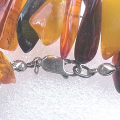Vtg Baltic Amber Nugget Necklace Sterling Silver Clasp Glows Cognac Egg Yolk 20″