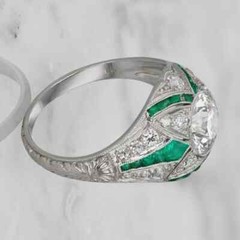 Vintage Art Deco Style Round Lab Created Diamond Wedding 14k White Gold FN Ring