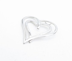 925 Sterling Silver Shiny Polished Open Love Heart Slide Pendant PT3310