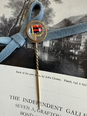 Antique 15k Reverse Painted “Florence” Reverse Painted Essex Crystal Stick Pin