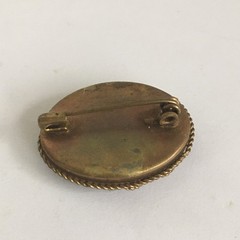 MICRO MOSIAC ANTIQUE OVAL BROOCH PIN 1 1/8″ NICE ITALY