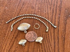 Vintage Lot 1940’s Gold Tone Metal Brass Football 1/2” & 7/8” Charm Fob Pendants