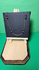 Vintage Gold Tone Genuine Black Onyx Station Bead Twisted Knot Chain Necklace