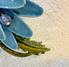 Vintage 1960s Blue Enamel Flower Brooch Rhinestone Mod Flower Power Pin – AS IS