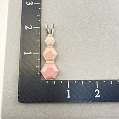 Jay King Pendant Pink Triple Stone Hexagon Carved Geometric Sterling Silver 925