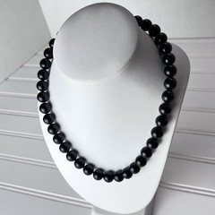 Vintage Black Lucite Beaded Necklace – 18” – Made In Japan – Circa 1950s-1960s