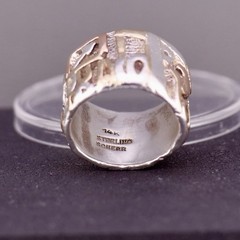 Vintage Scherr Sterling Silver 14K Gold Wide Band Ring Size 6.5 18g