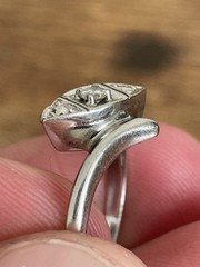 Antique Art Deco 14k Solid White Gold Diamond Engagement Ring! Sz 4.5-2.3GR!