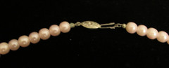 Beautiful Vintage Faux Pink Pearl Necklace 18″ Clasp Stamped D.B. Metal
