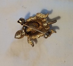 Vtg. Gold Tone Turtle Brooch Pin With Moving Head See Description
