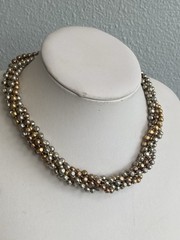 LES BERNARD Necklace Vintage 6 Strand Tricolor ball chain 16.5” drapes