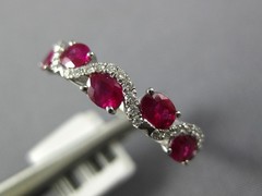 ESTATE 1.03CT DIAMOND & AAA RUBY 14KT WHITE GOLD 3D ROUND & OVAL SWIRL FUN RING