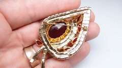 Juliana Red Marquis Aurora Borealis Rhinestone Parure Pin Earrings Set