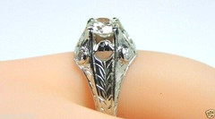 Antique Art Deco Engagement Belais 18K White Gold EGL USA Ring Size 4.25